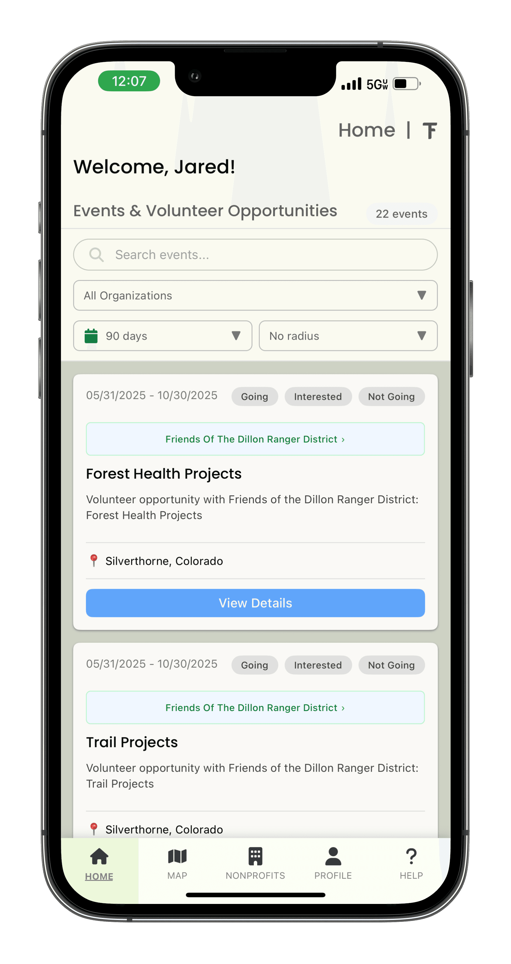 Find events to volunteer
